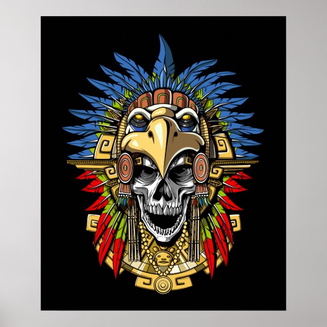 Aztec Eagle Skull Native Indian Warrior Mask Poster (Front)