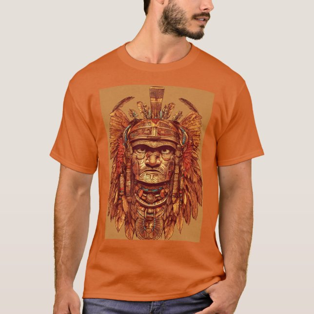  Aztec Eagle Warrior T-Shirt - Intricate Tattoo De (Front)
