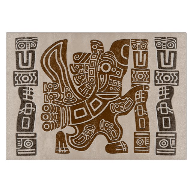 Aztec Eagle Warrior Tribal Ancient Art Cutting Board (Front)