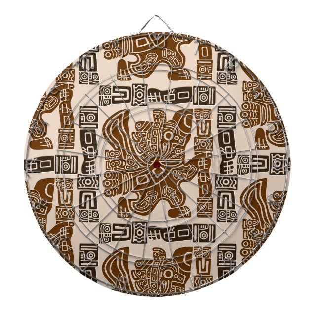 Aztec Eagle Warrior Tribal Ancient Art Dartboard (Front)