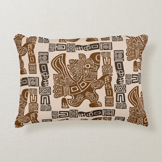 Aztec Eagle Warrior Tribal Ancient Art Decorative Cushion (Front)