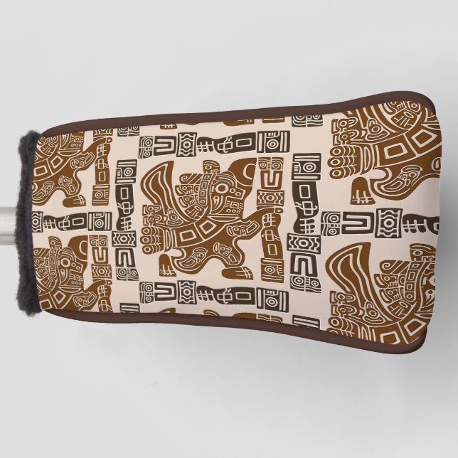 Aztec Eagle Warrior Tribal Ancient Art Golf Head Cover (Front)