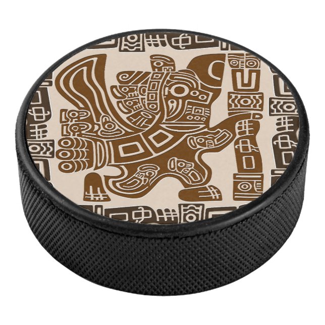Aztec Eagle Warrior Tribal Ancient Art Hockey Puck (3/4)