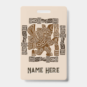 Aztec Eagle Warrior Tribal Ancient Art ID Badge