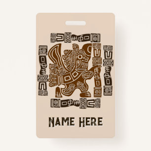 Aztec Eagle Warrior Tribal Ancient Art ID Badge