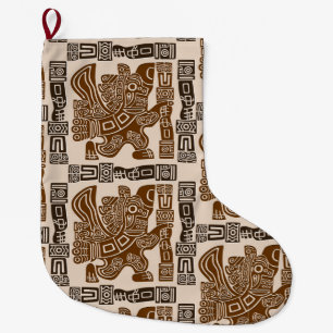 Aztec Eagle Warrior Tribal Ancient Art Large Christmas Stocking
