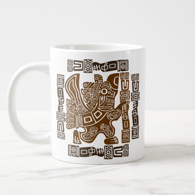 Aztec Eagle Warrior Tribal Ancient Art Large Coffee Mug (Left)