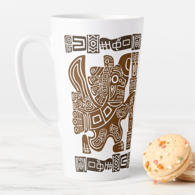 Aztec Eagle Warrior Tribal Ancient Art Latte Mug (In Situ)