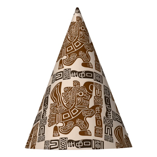 Aztec Eagle Warrior Tribal Ancient Art Party Hat (Front)