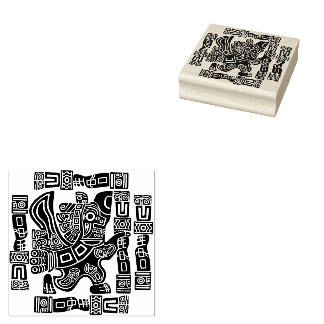 Aztec Eagle Warrior Tribal Ancient Art Rubber Stamp (Stamped)