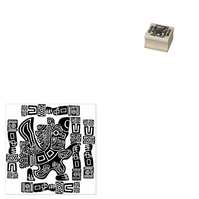 Aztec Eagle Warrior Tribal Ancient Art Rubber Stamp (Stamped)
