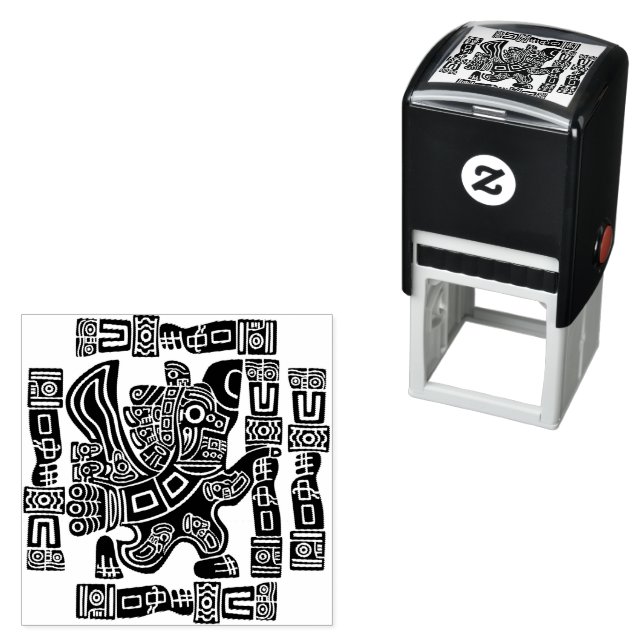 Aztec Eagle Warrior Tribal Ancient Art Self-inking Stamp (In Situ)
