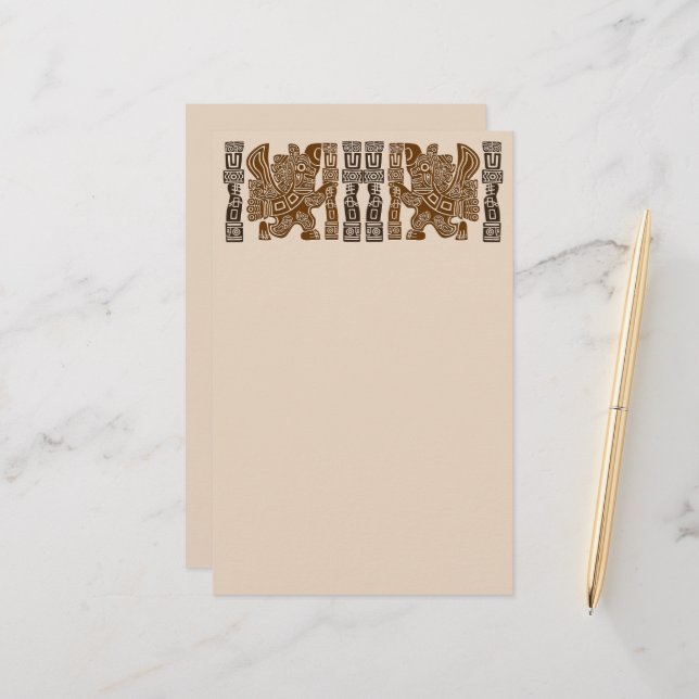 Aztec Eagle Warrior Tribal Ancient Art Stationery (Front/Back In Situ)