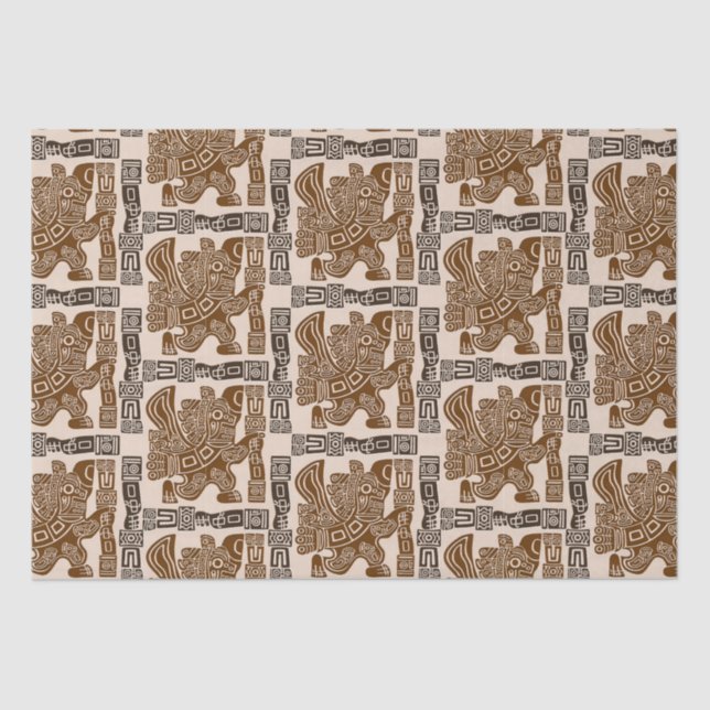 Aztec Eagle Warrior Tribal Ancient Art Tissue Paper (Front)