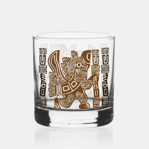 Aztec Eagle Warrior Tribal Ancient Art Whiskey Glass