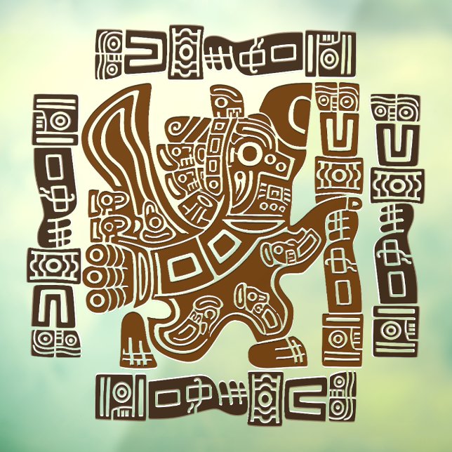 Aztec Eagle Warrior Tribal Ancient Art Window Cling (Sheet 3)