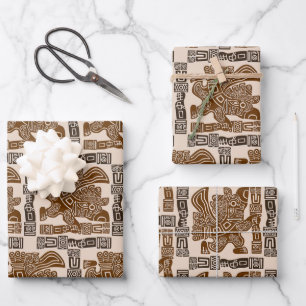 Aztec Eagle Warrior Tribal Ancient Art Wrapping Paper Sheet