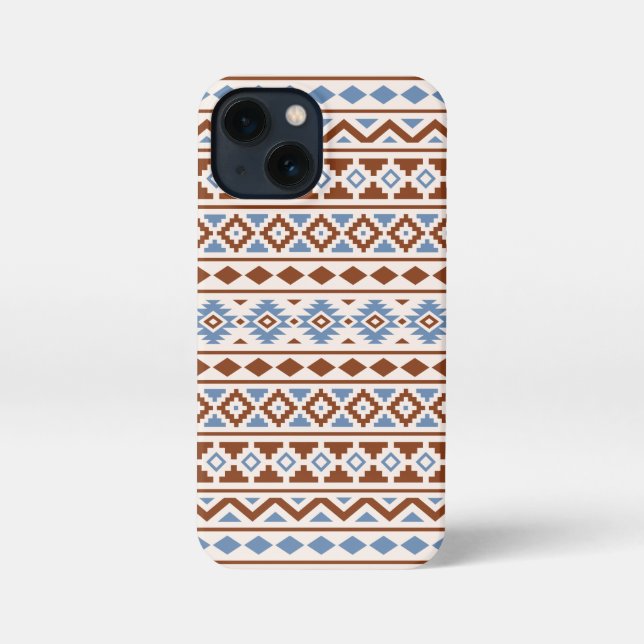 Aztec Essence Pattern II Rust Blue Cream iPhone Case (Back)