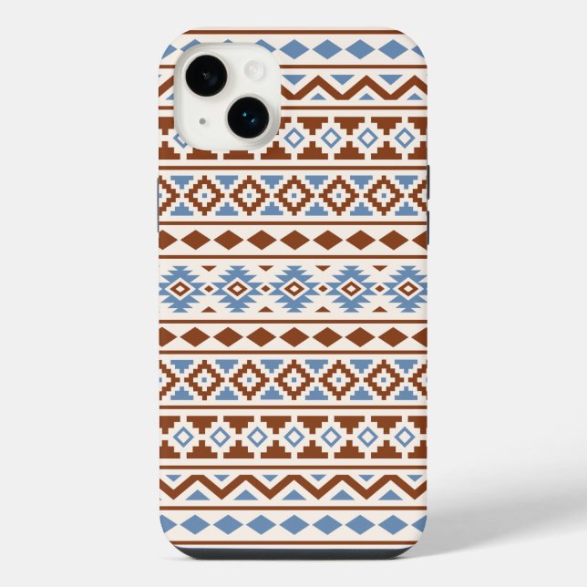 Aztec Essence Pattern II Rust Blue Cream iPhone Case (Back)