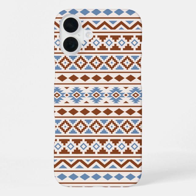 Aztec Essence Pattern II Rust Blue Cream iPhone Case (Back)