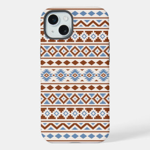 Aztec Essence Pattern II Rust Blue Cream iPhone 15 Plus Case