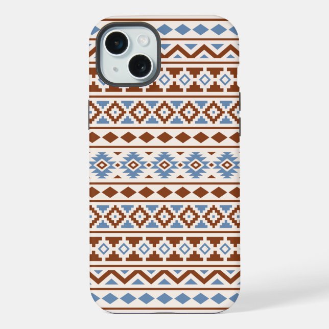 Aztec Essence Pattern II Rust Blue Cream iPhone Case (Back)