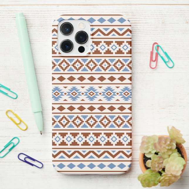 Aztec Essence Pattern II Rust Blue Cream iPhone Case (On Desk)