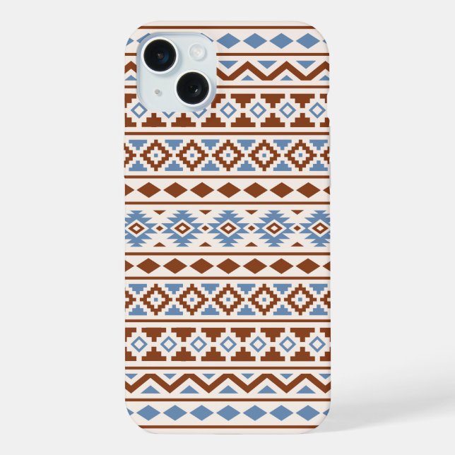 Aztec Essence Pattern II Rust Blue Cream iPhone Case (Back)