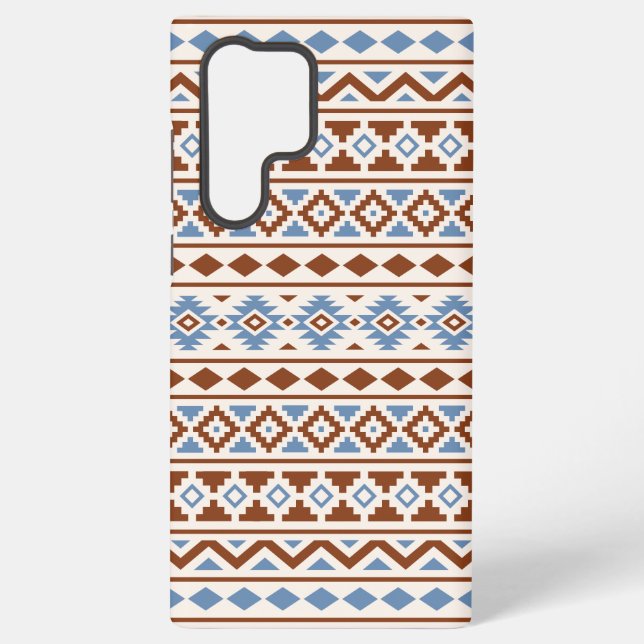 Aztec Essence Pattern II Rust Blue Cream Samsung Galaxy S22 Ultra Case (Back)