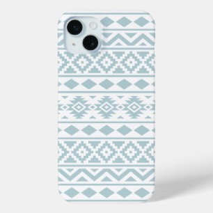 Aztec Essence Ptn III Duck Egg Blue on White iPhone 15 Mini Case