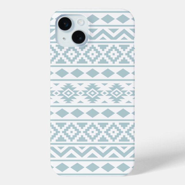Aztec Essence Ptn III Duck Egg Blue on White Case-Mate iPhone Case (Back)