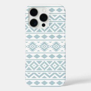 Aztec Essence Ptn III Duck Egg Blue on White iPhone 16 Pro Case