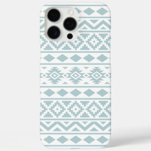 Aztec Essence Ptn III Duck Egg Blue on White iPhone 16 Pro Max Case