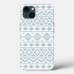 Aztec Essence Ptn III Duck Egg Blue on White iPhone 13 Case