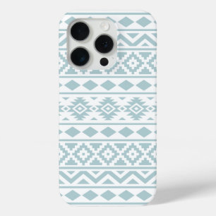 Aztec Essence Ptn III Duck Egg Blue on White iPhone 15 Pro Case