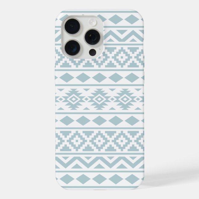 Aztec Essence Ptn III Duck Egg Blue on White iPhone Case (Back)