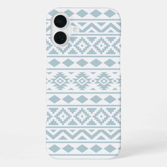 Aztec Essence Ptn III Duck Egg Blue on White iPhone Case (Back)