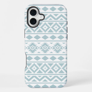 Aztec Essence Ptn III Duck Egg Blue on White iPhone 16 Plus Case