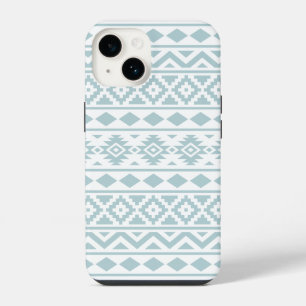 Aztec Essence Ptn III Duck Egg Blue on White iPhone 14 Case