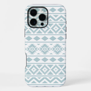 Aztec Essence Ptn III Duck Egg Blue on White iPhone 16 Pro Max Case