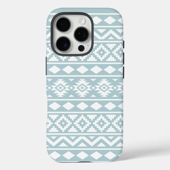 Aztec Essence Ptn III White on Duck Egg Blue Case-Mate iPhone Case (Back)