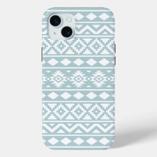Aztec Essence Ptn III White on Duck Egg Blue iPhone 15 Mini Case