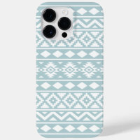 Aztec Essence Ptn III White on Duck Egg Blue