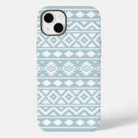 Aztec Essence Ptn III White on Duck Egg Blue