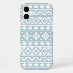 Aztec Essence Ptn III White on Duck Egg Blue iPhone 16 Plus Case