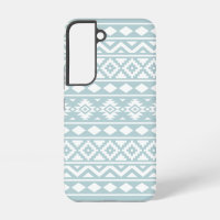 Aztec Essence Ptn III White on Duck Egg Blue