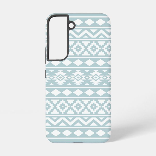 Aztec Essence Ptn III White on Duck Egg Blue Samsung Galaxy S22 Case (Back)