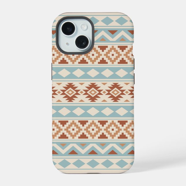 Aztec Essence Ptn IIIb Blue Terracottas Cream iPhone 15 Case (Back)