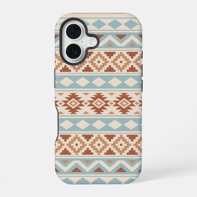 Aztec Essence Ptn IIIb Blue Terracottas Cream iPhone 16 Case (Back)