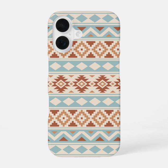 Aztec Essence Ptn IIIb Blue Terracottas Cream iPhone 16 Case (Back)